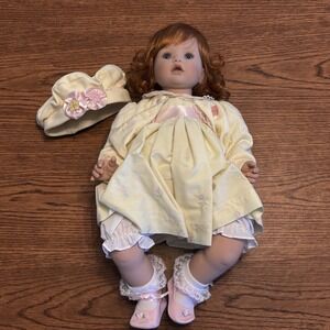 Susan Wakeen Porcelain Doll w/ COA & Original Box 20" Red Hair Yellow Dress